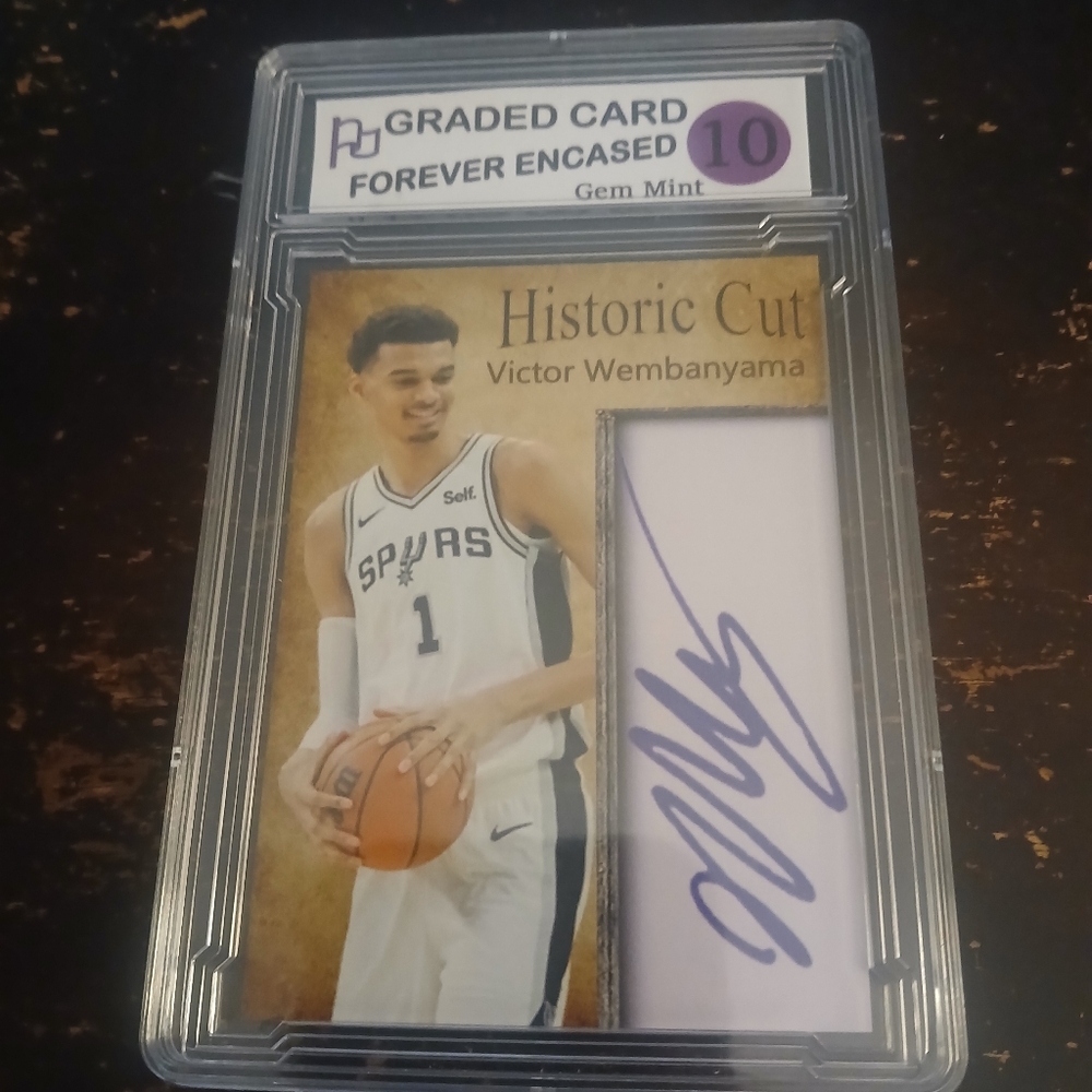 Victor Wembanyama Historic Cut Signed Basketball Card - White & Purple